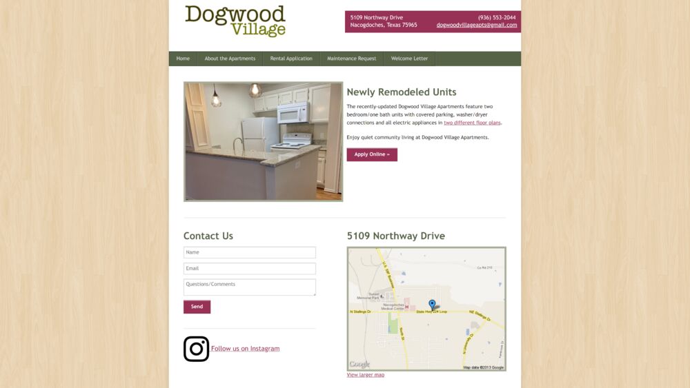 Custom website for Dogwood Village Apartments in Nacogdoches